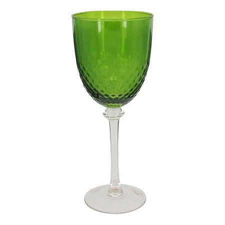 CONJ. DE TACAS PARA VINHO TINTO DE VIDRO VERDE  6 PCS 9,5 CM