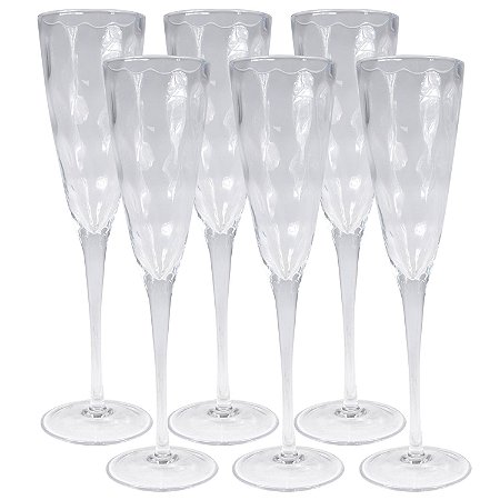 CJ DE 6 TACAS PARA VINHO BRANCO DETALHE PRATA