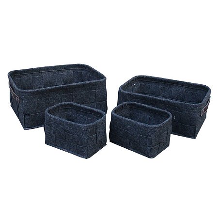 CJ DE CESTOS DE TECIDO AZUL  4PCS G38 X 28 X 16CM  M34 X 24