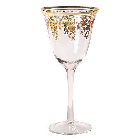 CJ. DE TACAS PARA VINHO EM VIDRO CRISTALINO COM FILIGRANO O