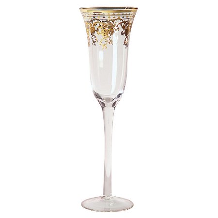 CJ. DE TACAS PARA CHAMPAGNE EM VIDRO CRISTALINO COM FILIGRA