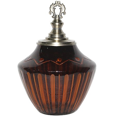 PECA DECORATIVA DE VIDRO AMBAR - 26X26X36 CM