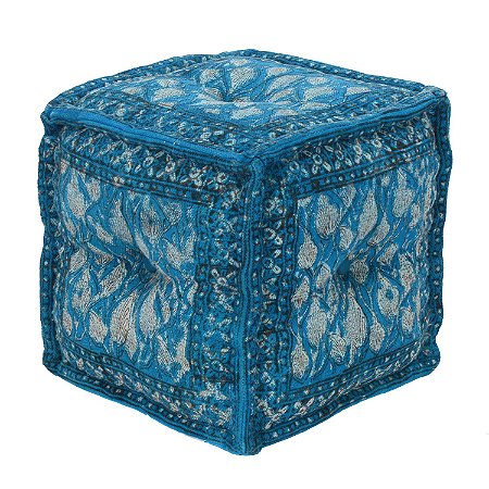 PUFF EM TECIDO AZUL 40CM X 40CM X 40CM