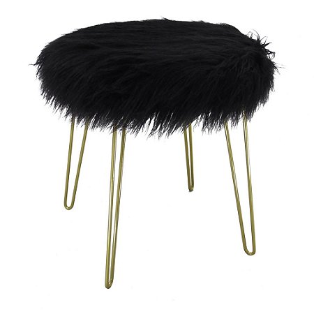 BANQUETA DE METAL DOURADO E TECIDO PRETO