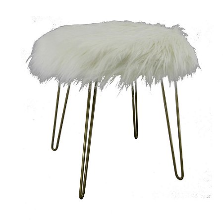 BANQUETA DE METAL DOURADO E TECIDO BRANCO