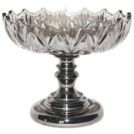 PECA DECORATIVA DE VIDRO NA COR METAL - 30X30X25 CM