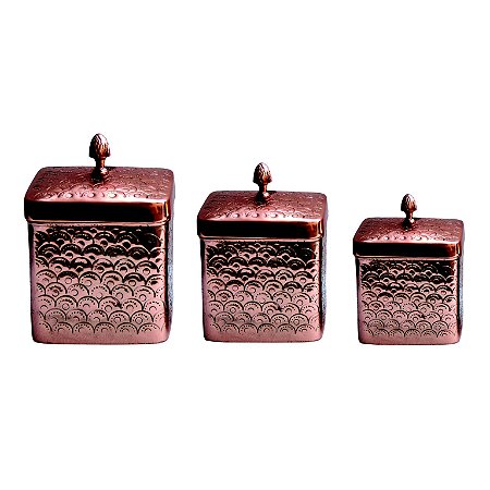 CJ. DE POTES - 3 PCS EM  COBRE G 22CM X 15CM | M 16CM X 1