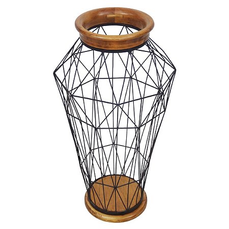 VASO DE FERRO E MADEIRA 26CM X 26CM X 51,7CM