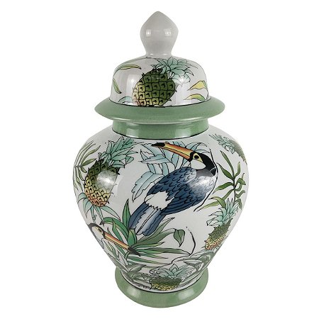 POTE DE PORCELANA TUCANO 17CM X 17CM X 18CM