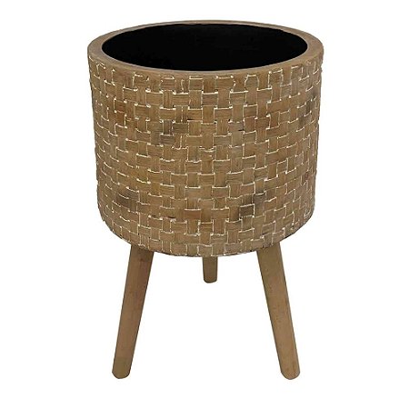CACHEPOTS DE CIMENTO COM BASE DE MADEIRA