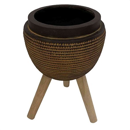 CACHEPOTS DE CIMENTO COM BASE DE MADEIRA