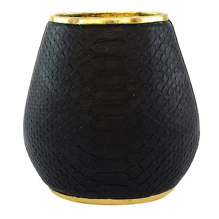 VASO TIPO COBRA PRETO E DOURADO 20,5CM X 13,5CM X 20,5CM