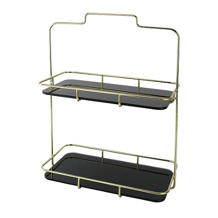 PECA DECORATIVA DE METAL DOURADO E VIDRO PRETO
