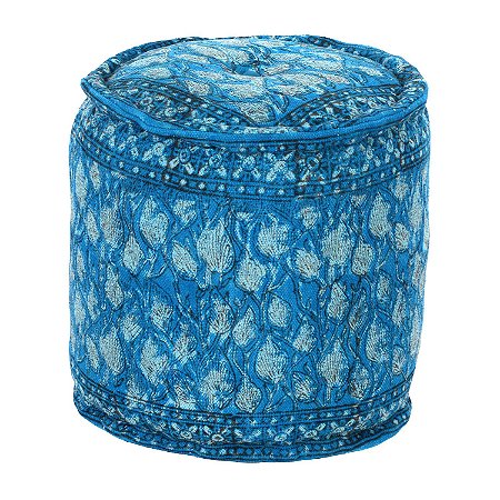PUFF EM TECIDO AZUL 40CM X 40CM
