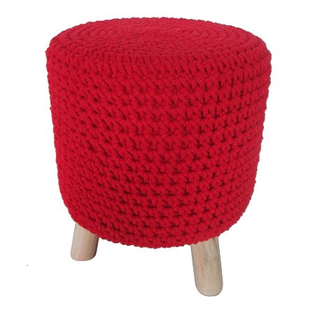 PUFF DE TECIDO COM OS PES DE MADEIRA 30CM X 41CM