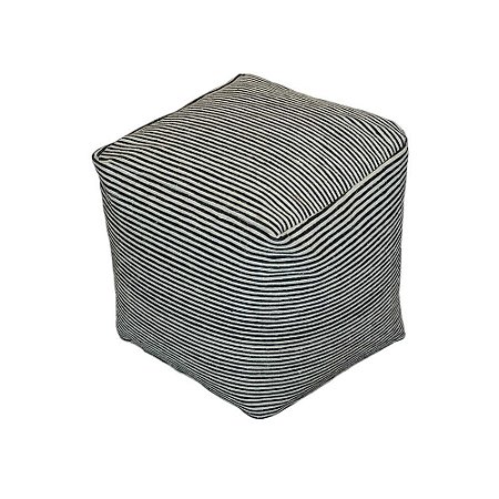 PUFF EM TECIDO PRETO E BRANCO 45CM X 45CM X 45CM
