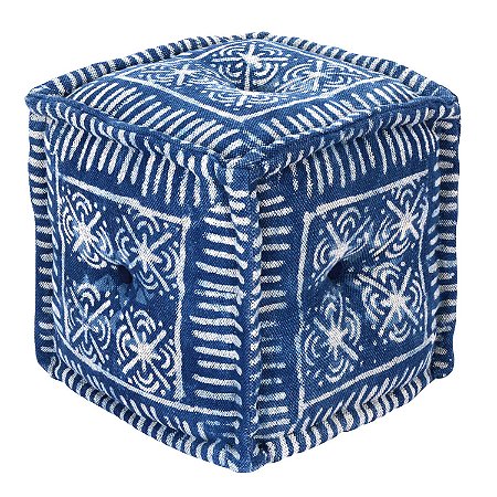 PUFF EM TECIDO AZUL 40CM X 40CM X 40CM