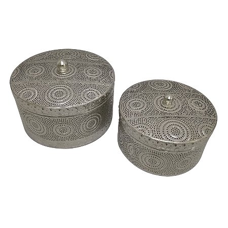 CONJUNTO DE POTES DECORATIVOS DE METAL 2 PCSG 20CM X 20CM X
