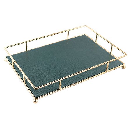 BANDEJA DE METAL E TECIDO 38,2CM X 26,8CM X 6,5CM