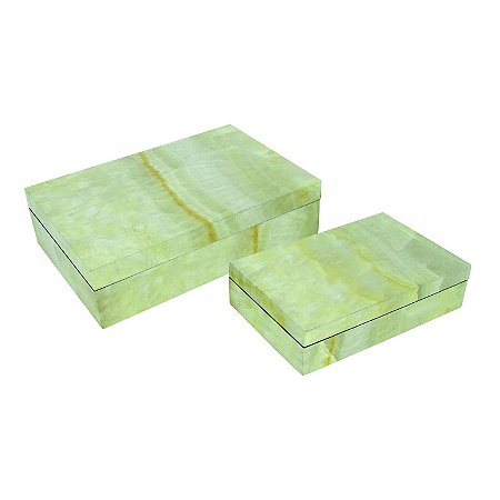 CJ. DE CAIXAS MARMORIZADAS DE MADEIRA 2 PCS ONIX BRANCO