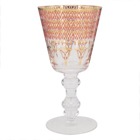 CONJ. DE TACAS PARA VINHO TINTO DE VIDRO COM DETALHES EM DOU