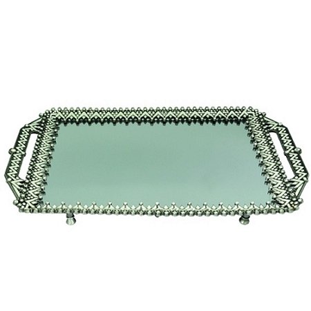 BANDEJA DE METAL COM CRISTAL
