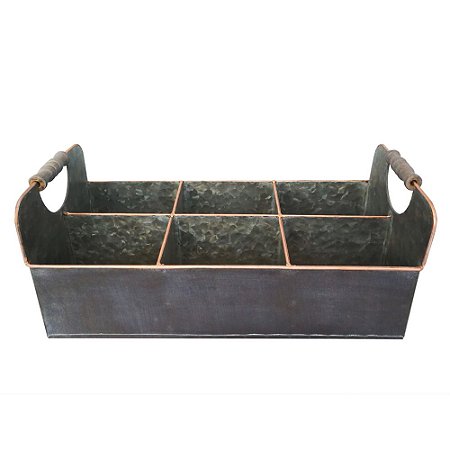 CAIXA DE METAL COM 6 DIVISO´RIAS 40,8CM X 21CM X 10CM