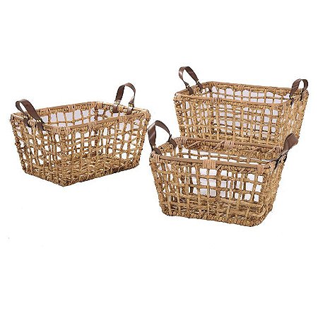 CJ. DE CESTOS FOLHA DE MILHO BEGE - 3 PCS