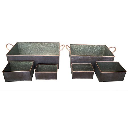 CONJ. DE CESTO E CAIXAS DE METAL  6 PCS GG  45CM X 16CM X 15