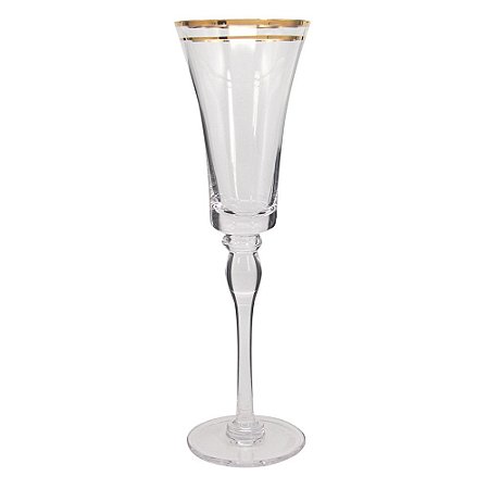 CONJ. DE TACAS PARA CHAMPAGNE DE VIDRO COM DETALHES EM DOURA