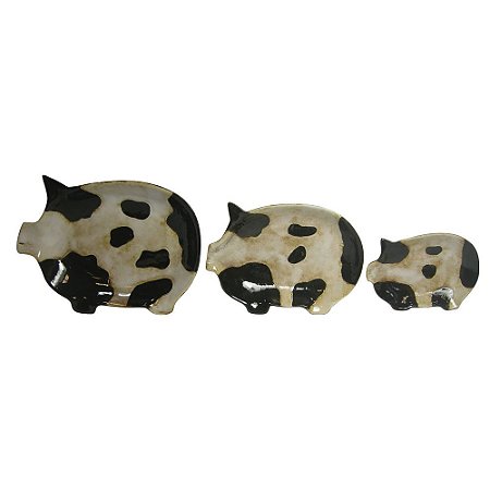 CJ. DE PETISQUEIRAS DE CERAMICA - PORCO - 3 PCS