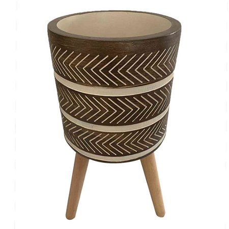 CACHEPOTS DE CIMENTO COM BASE DE MADEIRA