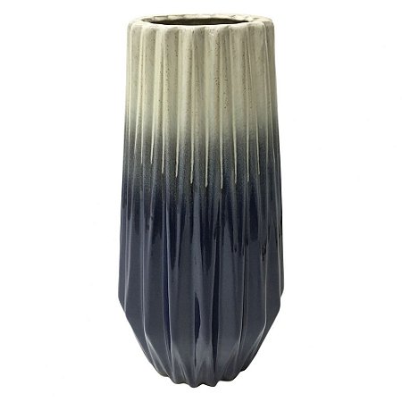 VASO DE CERAMICA DUO COLOR AZUL E CINZA 20CM X 20CM X 40CM