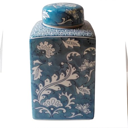 POTE DE CERAMICA ADAMASCADO BLUE 15CM X 15CM X 27CM