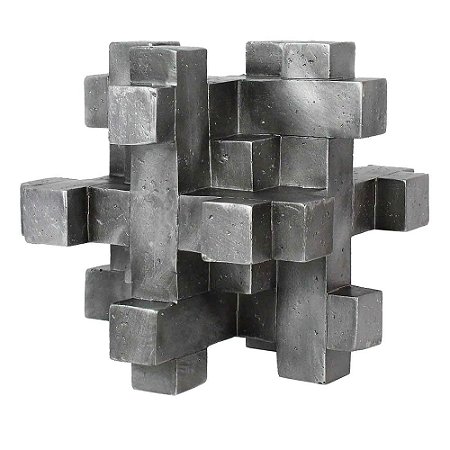 P DECORATIVA GEOMETRICA DE RESINA PRATA