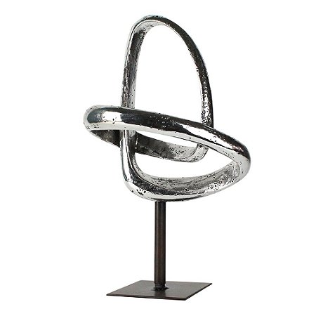 PECA DECORATIVA EM RESINA PRATEADA 20CM X 14CM X 34,5