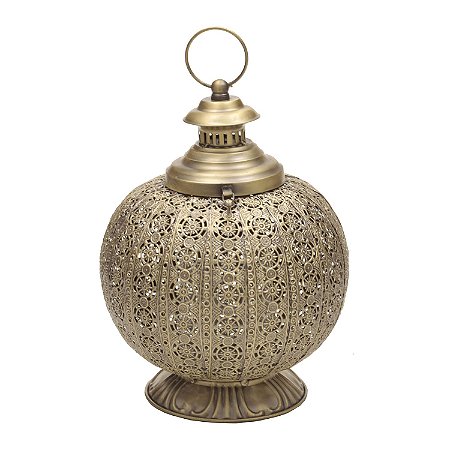 LANTERNA DECORATIVA DE METAL DOURADA