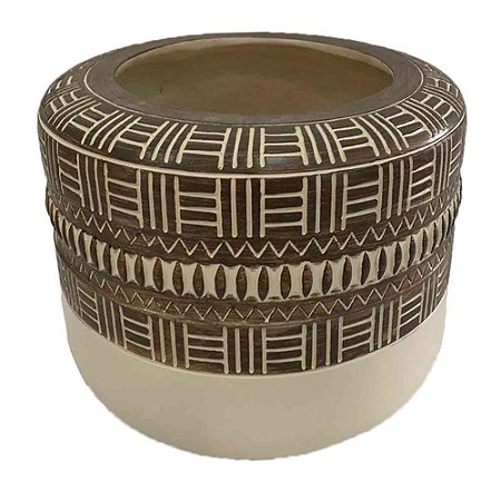 VASO DE CIMENTO COM DESENHOS GEOMETRICOS