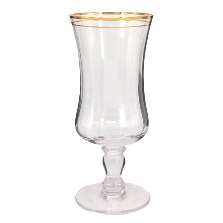CONJ. DE TACAS PARA AGUA DE VIDRO COM DETALHES EM DOURADO  6