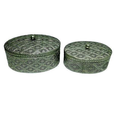 CONJUNTO DE POTES DECORATIVOS DE METAL 2 PCSG 29CM X 20CM X