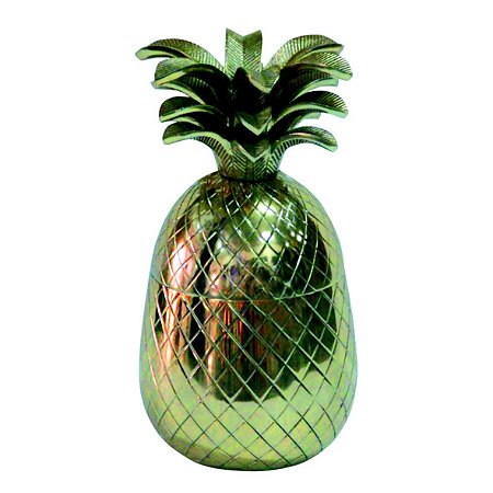 PECA DECORATIVA - ABACAXI EM  DOURADA 14CM X 30CM