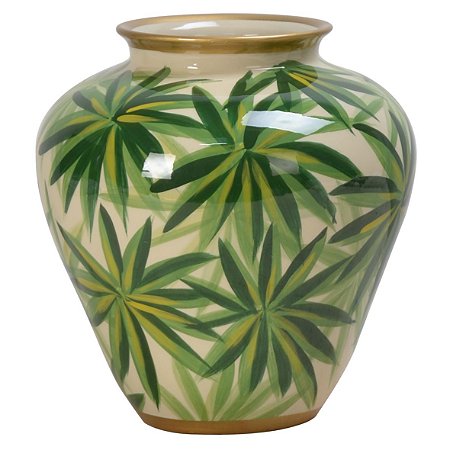 VASO DE PORCELANA FOLHAS LUPINO 20CM X 20CM X 20CM