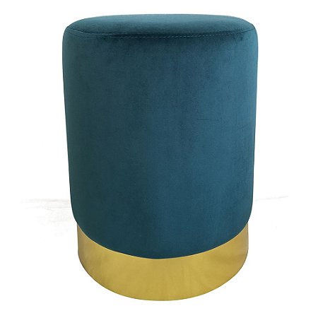 BANQUETA EM METAL E VELUDO VERDE E DOURADA 35CM X 35CM X 45C