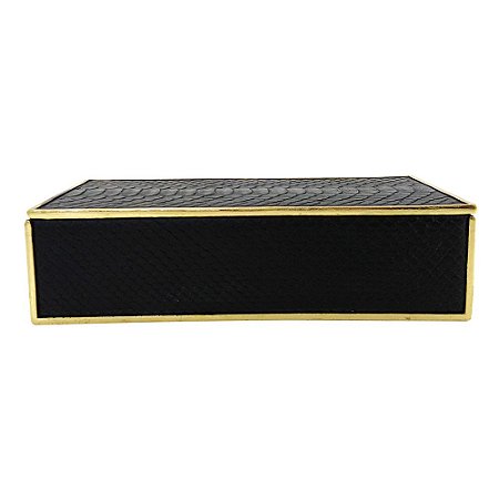 CAIXA COM TAMPA TIPO COBRA PRETA E DOURADA 30CM X 15CM X 9CM