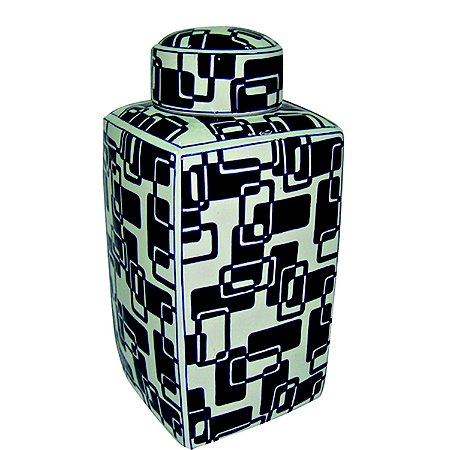 POTE DECORATIVO DE CERAMICA BRANCO E AZUL