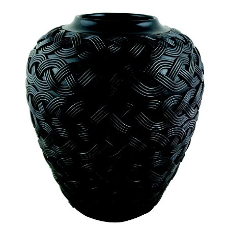 VASO DECORATIVO DE RESINA PRETO26,5CM X 26,5CM X 30CM