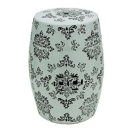 BANQUETA   SEAT GARDEN DE CERAMICA BRANCO COM PRETO