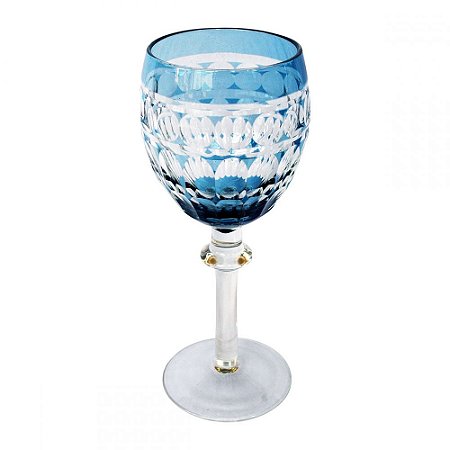 CJ TACASS DE VINHO DE VIDRO AZUL  6 PCS 8CM X 8CM X 19CM