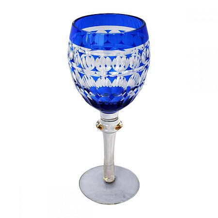 CJ TACASS DE VINHO DE VIDRO AZUL  6 PCS 8CM X 8CM X 19CM