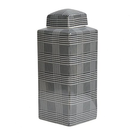 POTE DE PORCELANA XADREZ DE PRETO E BRANCO